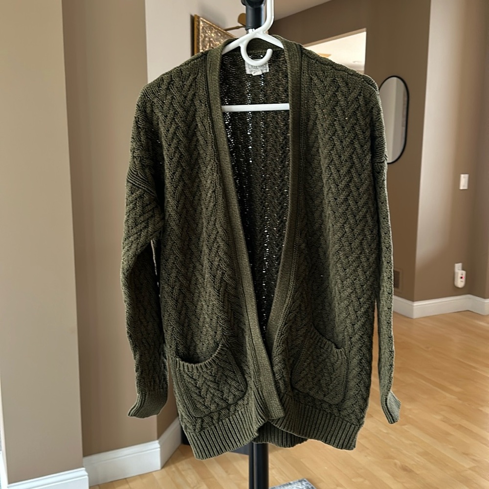 LA Hearts Green Open Front Sweater